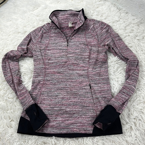 lululemon athletica Tops - Lululemon Runderful 1/2 Zip Space Dye Camo Berry Rumble Multi / Black